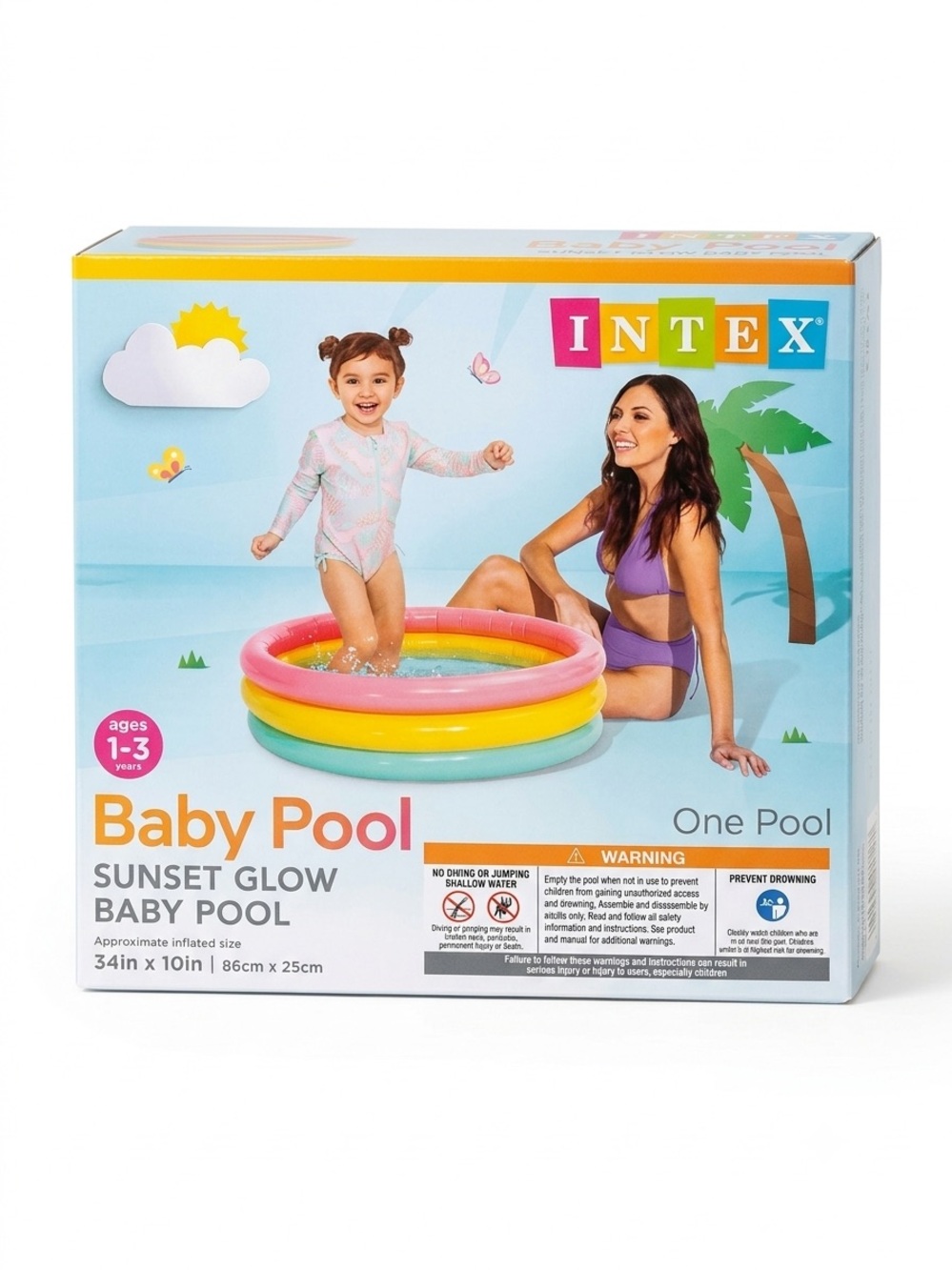 Intex Sunset Glow Baby Pool - Pink, Yellow, Teal
